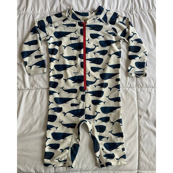 Toddler One Piece SwimSuit Zip Up Whales Nautical Blue Sz 2-3 - Picture 1 of 3